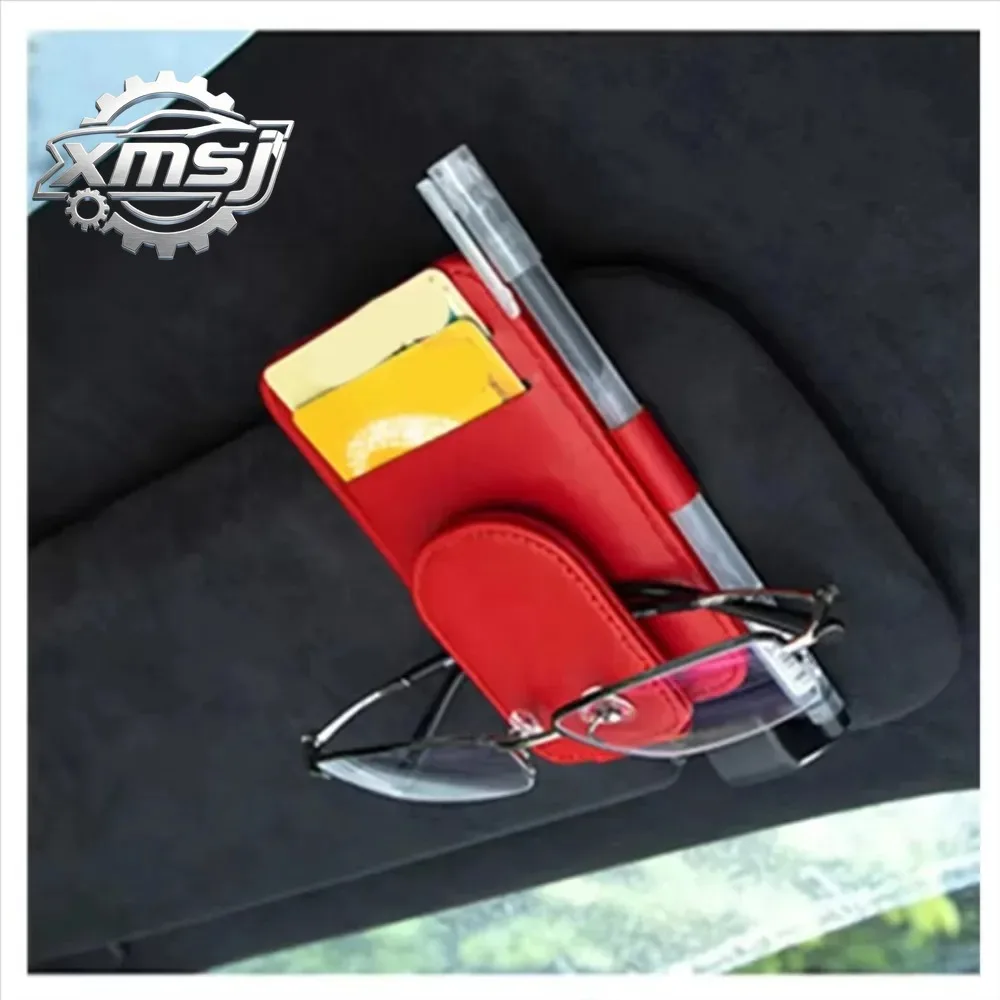 Soporte para gafas  visera  coche con imán fuerte, mini clip para gafas  sol, bolsillo  tarjetas, ajuste universal