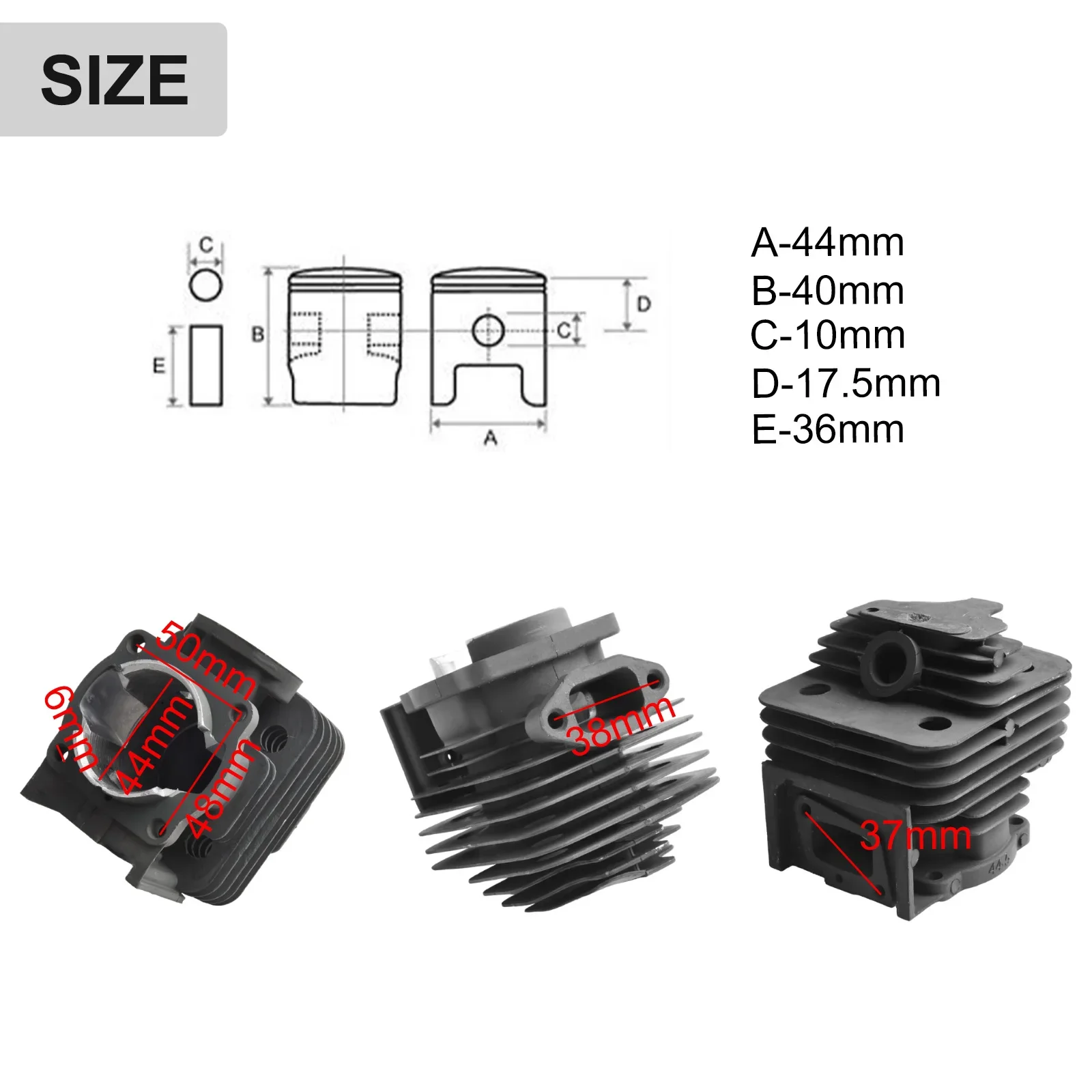 44 Mm Cylinder & Piston For Timbertech Mfs52/ms-2tl-52/ms52-2tl Brushcutter Hand Tools Power Tools Accessories