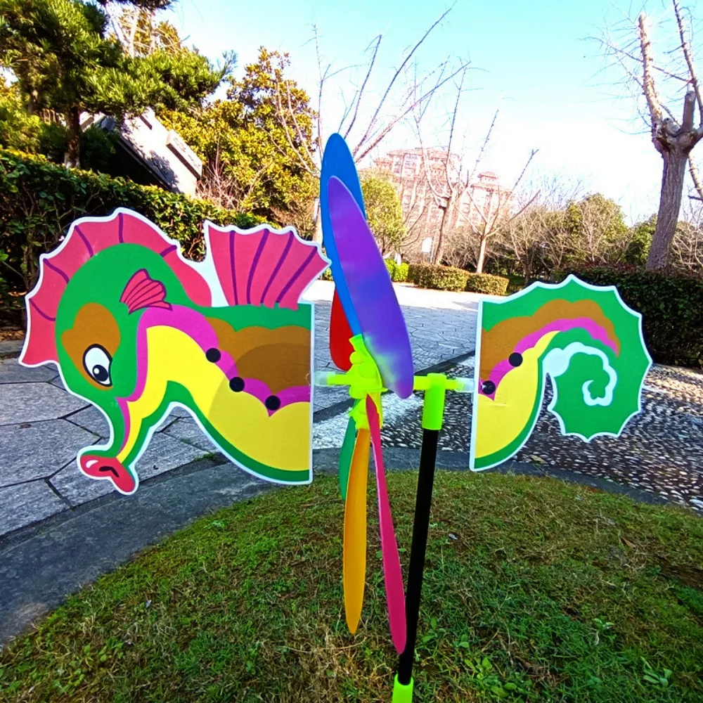 새로운 다채로운 만화 풍차 플라스틱 입체 동물 벌 여섯 색상 풍차 만화 어린이 장난감 정원 마당 장식