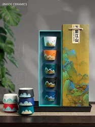 5pcs Exquisite High-end Ceramic Tea Cup Set Handmade Chinese Tea Set Custom Portable Master Cup Traditional Zen Beauty Tea Cup