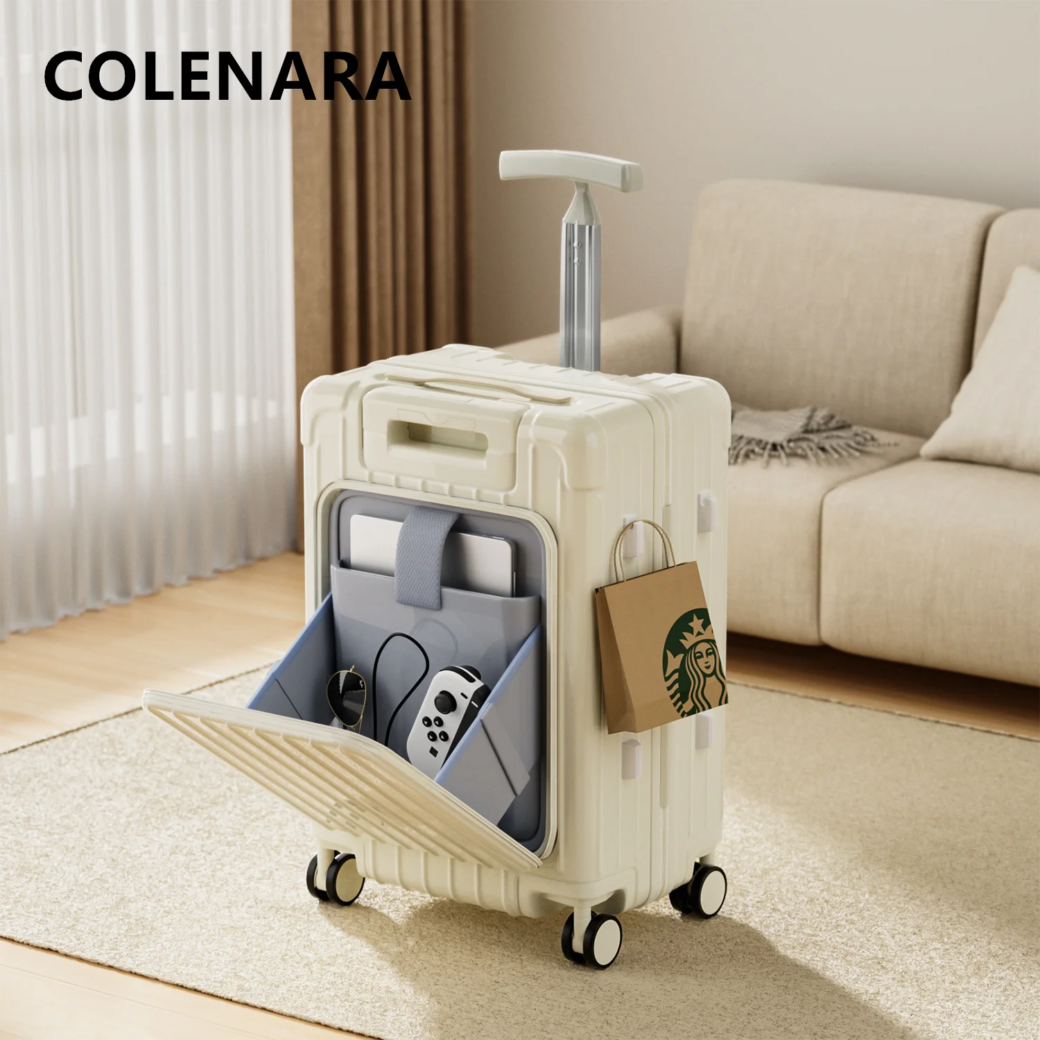COLENARA High Quality Suitcase Front Opening Boarding Case Laptop Trolley Case 20