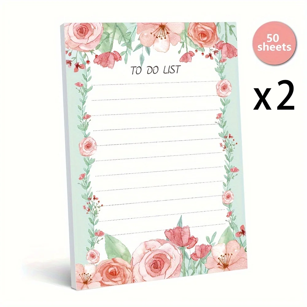 2pcs, To-Do Notepad - 50 Sheet Daily Planner Notebook, 5.5x3.9 Inch, Tear-Off Notepad, Task List, Memo, Back to School, Planner