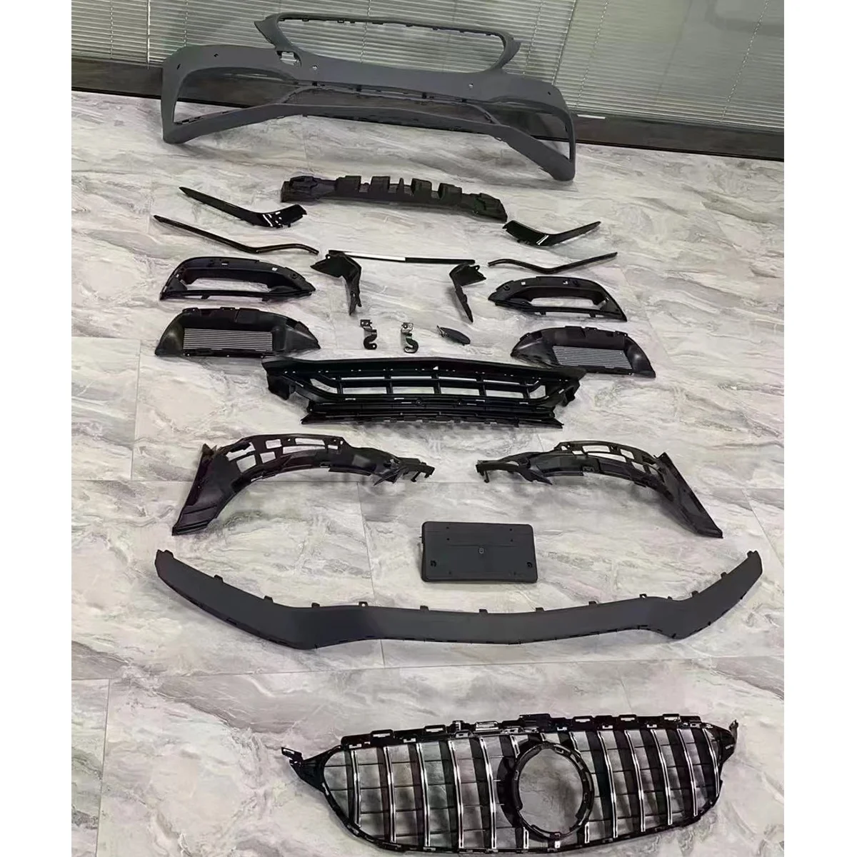 

Car Accessories for Mercedes Benz C Class W205 Upgrade To C63 Front Face with Bumpers and GT Grill