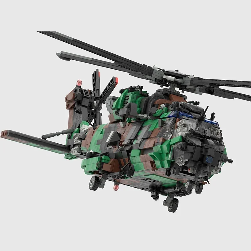 Moc อาคารอิฐรุ่น NH-90 ยุทธวิธีเฮลิคอปเตอร์ขนส่งเทคโนโลยี Modular Block ของขวัญของเล่นเด็ก DIY ชุดประกอบ