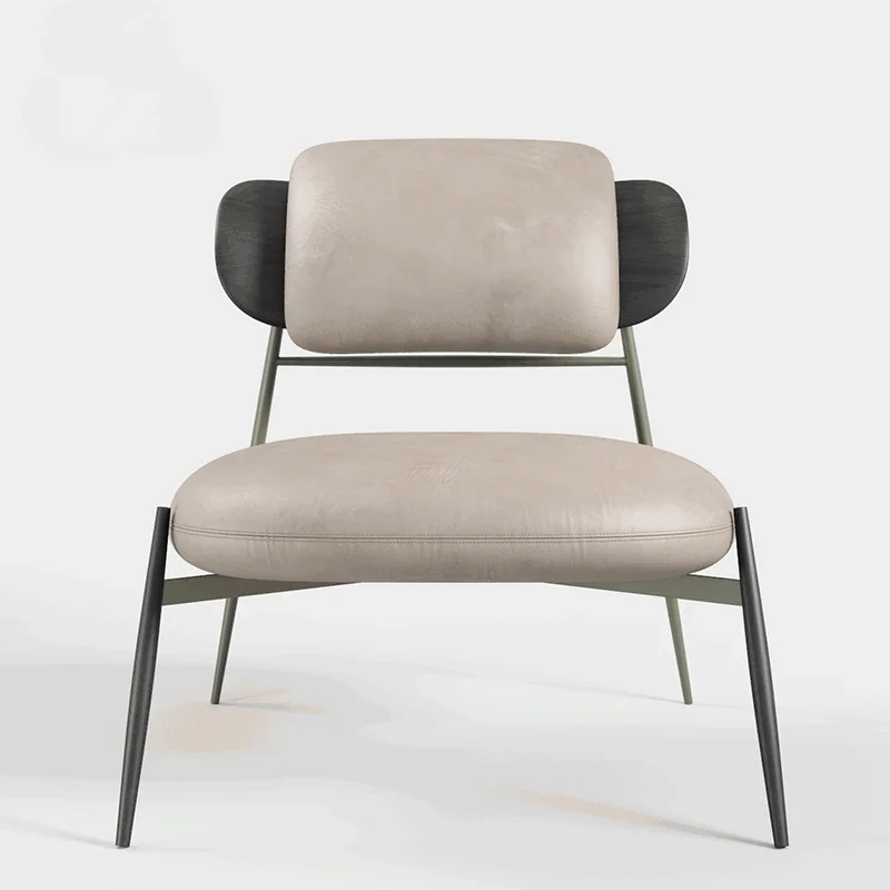 

Light luxury stainless steel brushed leisure sofa chair modern simple reception negotiation chair