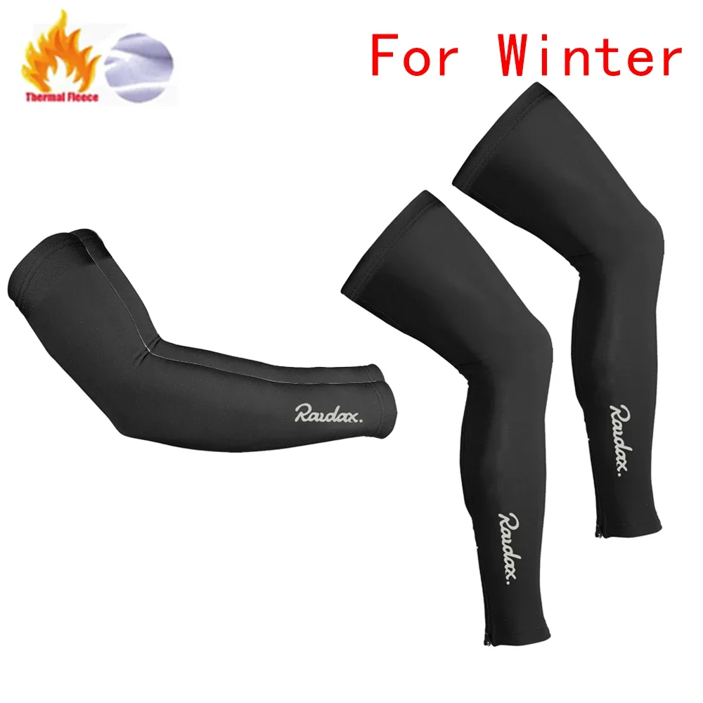 2024 Raudax Arm Leg Warmers Black/White Winter Thermal Fellce Cycling Arm Warmer MTB Bicycle Running Racing MTB Bike Leg Sleeve