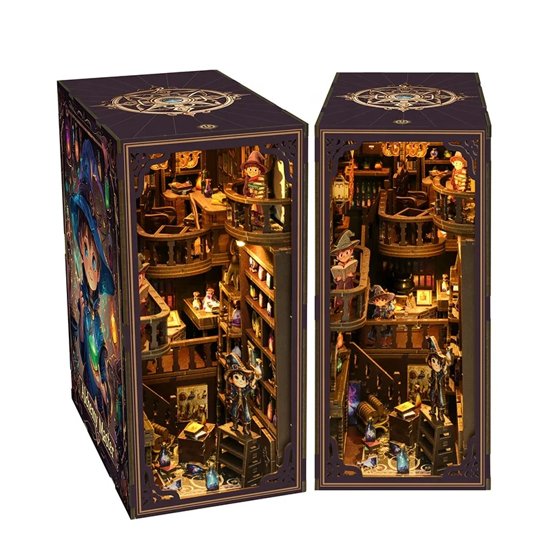 Kit Fai-da-Te 2026 Magic Diy House Miniature Book Nook in MDF, Miniature Book Nooks per Decorazione Biblioteca