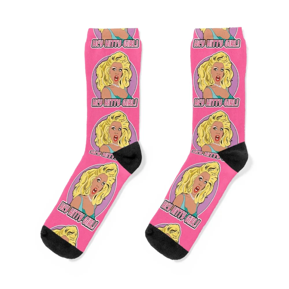 

Hey Kitty Girl! Socks anime Novelties soccer anti-slip men cotton high quality Men Socks Women's