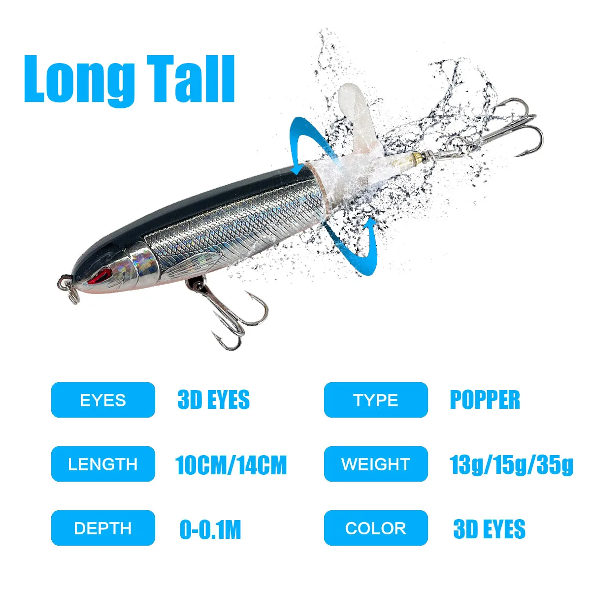 Whopper Popper 10cm/11cm/14cm Topwater FIshing Lure Blowups Pike Baits Rotating Tail Fishing Tackle Crankbait Wobblers