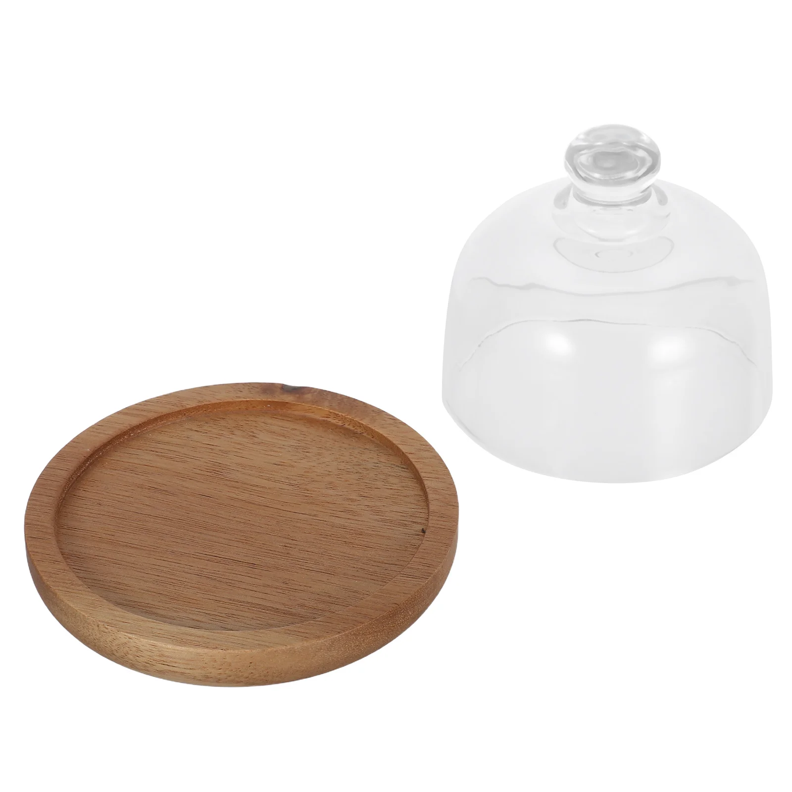 

Mini Cake Stand, Dessert Display Plate With Glass Dome, Wood Food Tray For Cake Cheese Candy Serving, Wedding