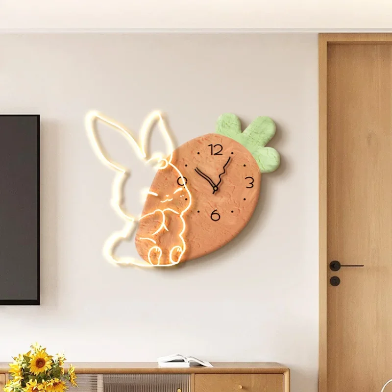 Creative Cartoon Bunny Wall Clock Living Room Wall Clock Restaurant Children's Room Quiet Decorative Pendant