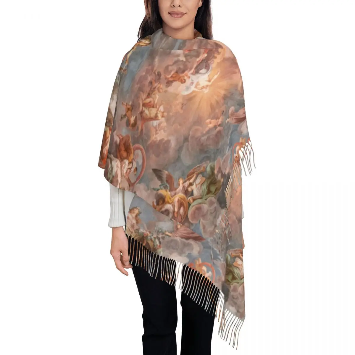 Custom Printed Baroque Art Painting Scarf Women Men Winter Fall Warm Scarves Aesthetic Renaissance Angels Shawls Wraps