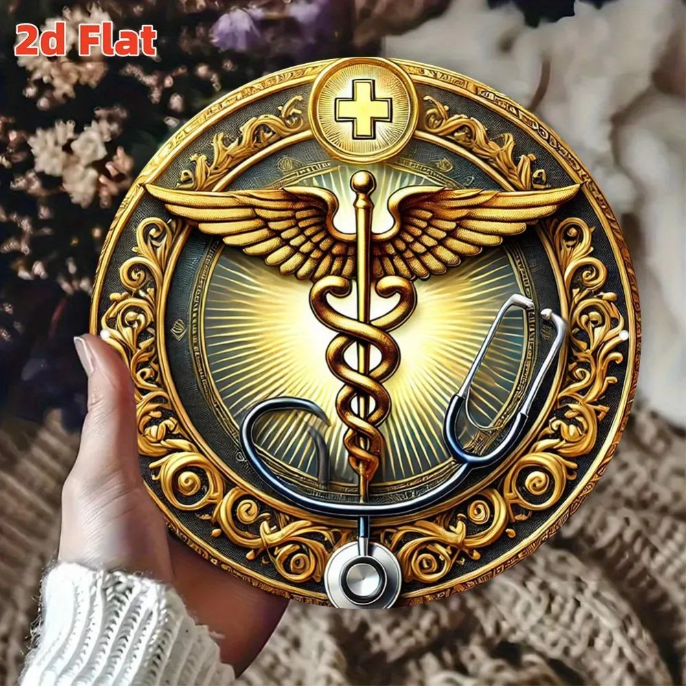 A staff with Asclepius and golden wings, suitable for luxurious indoor/outdoor decoration in homes, cafes, bars, and garages