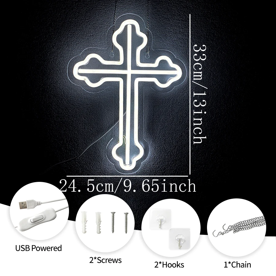 Cross Neon Sign,Jesus LED Neon Lights for Wall Art Decor for Bedroom Christening Day  Auditorium Wedding Christian Easter Gifts view 2