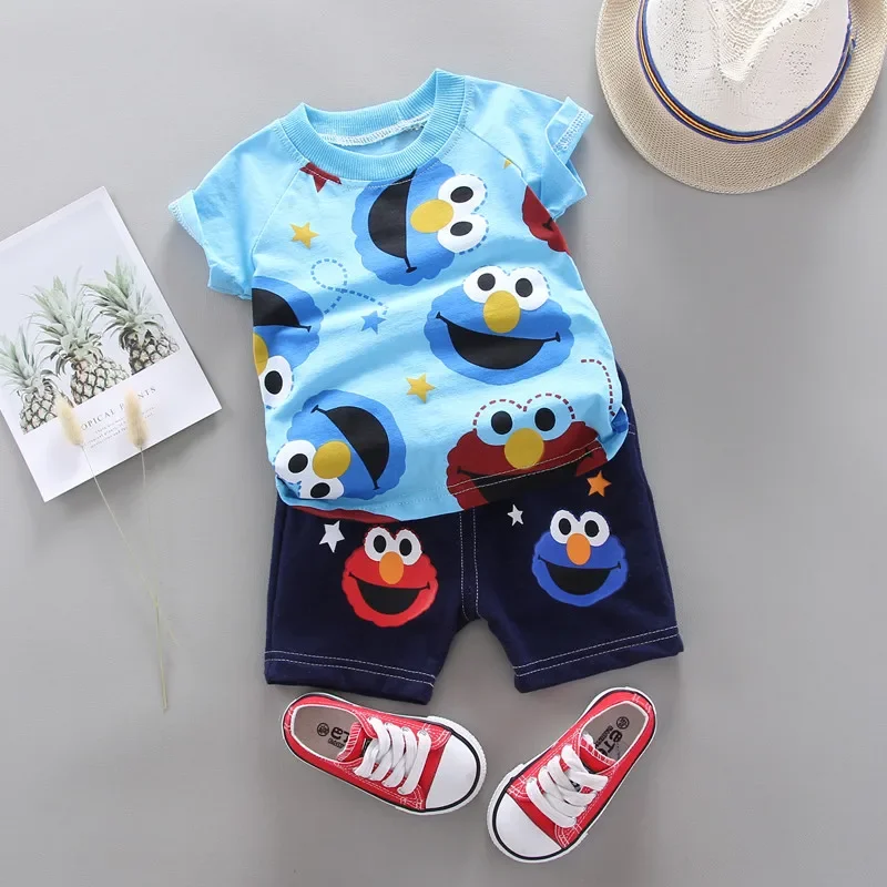 Summer Children Boys Girls Clothes Kids Cartoon Clothing Infant Suit Toddler T-Shirt Pants Set Kids Casual Tracksuit 0-4 Years