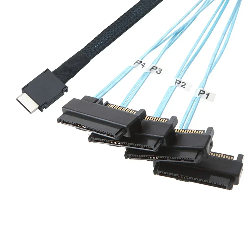 High-Speed Hard Drive Conversion Cable with OCuLink PCIE SFF-8611 4i to SAS 4 Ports SFF-8482 Dual-Use