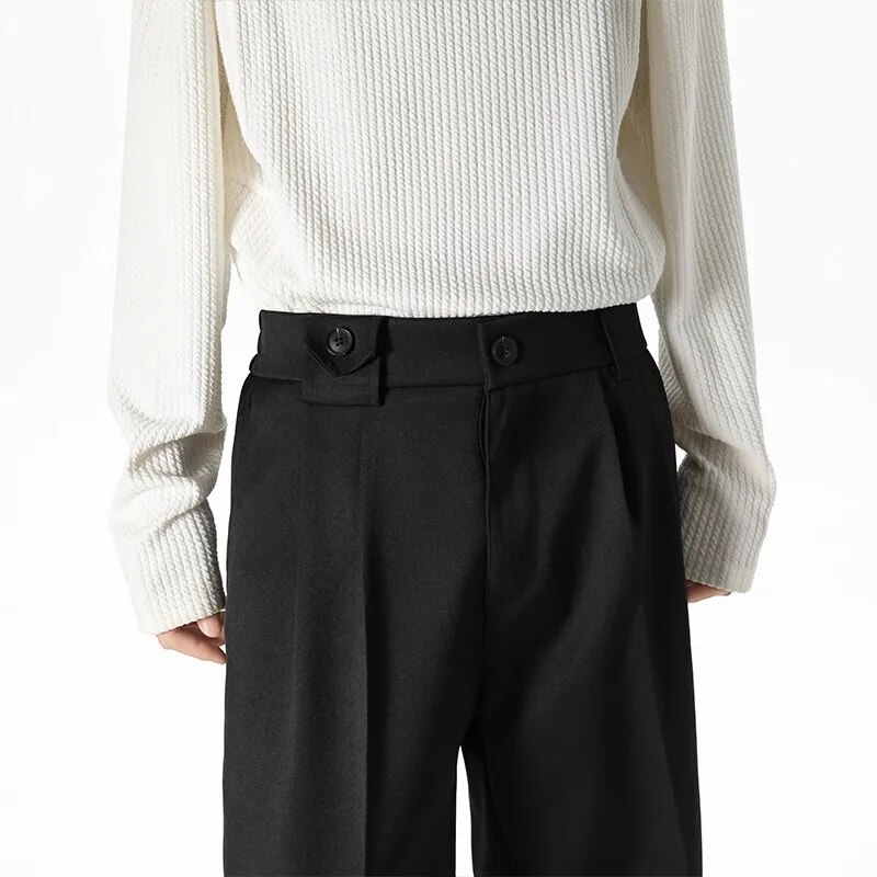 

Grey Black Suit Pants Men Fashion Society Mens Dress Pants Korean Loose Casual Wide Leg Pants Mens Office Formal Trousers M-3XL