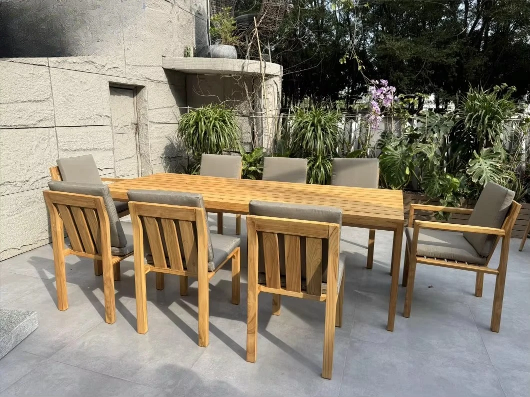 

Outdoor Luxury Dining Set Teak Waterproof Table And Chair Set Hotel Table And Chair Set Villa Patio Furniture Outdoor Furniture