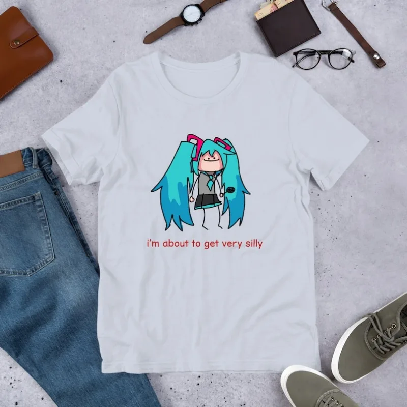 2026 Cute Cartoon Hatsune miku T-Shirt I'm Very Silly Graphic Print Tee Summer Casual Streetwear for Men's Shirts Woman t-shirts view 2