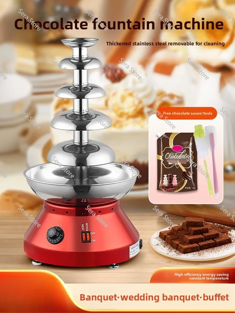 Melting Waterfall Machine for Buffets Parties Events Small Restaurant Red/Black Chocolate Fountain with Tap Fountain Table