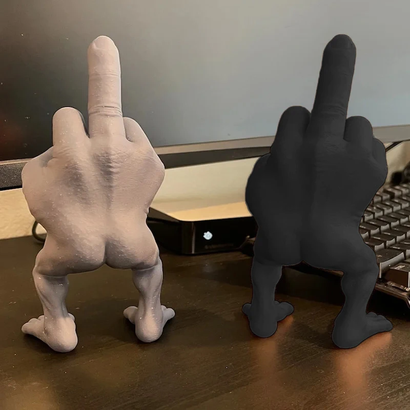 1Pc 3D Printed Desktop Decorations Middle Finger Figure With Legs Refers To Funny Office Desk Ornaments Funny Toys