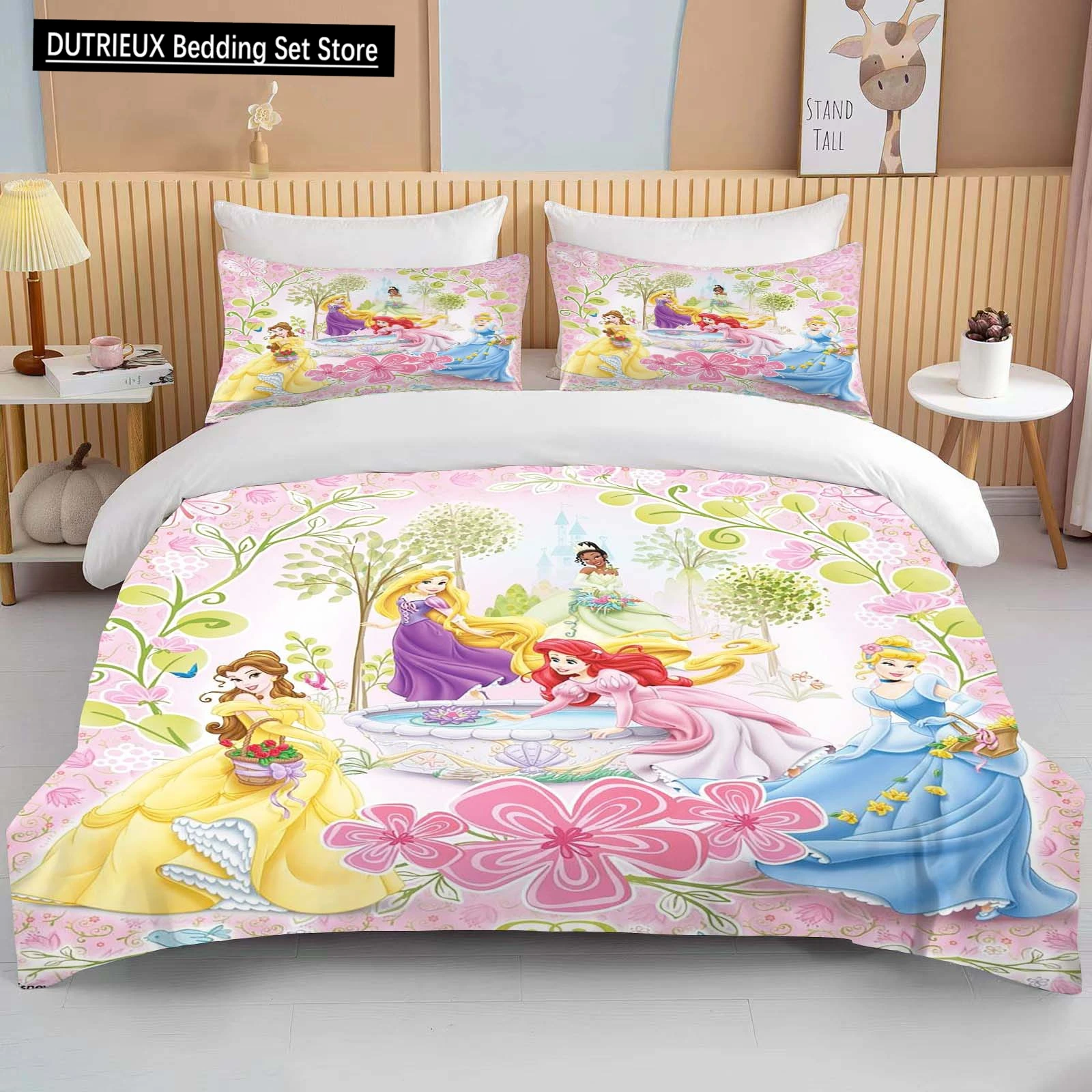 

10 Sizes Disney Princess Printed Bedding Set Cartoon Anime Microfiber Bed Set Pillowcase Adult Bed Cover Bedroom Bed Set Duvet