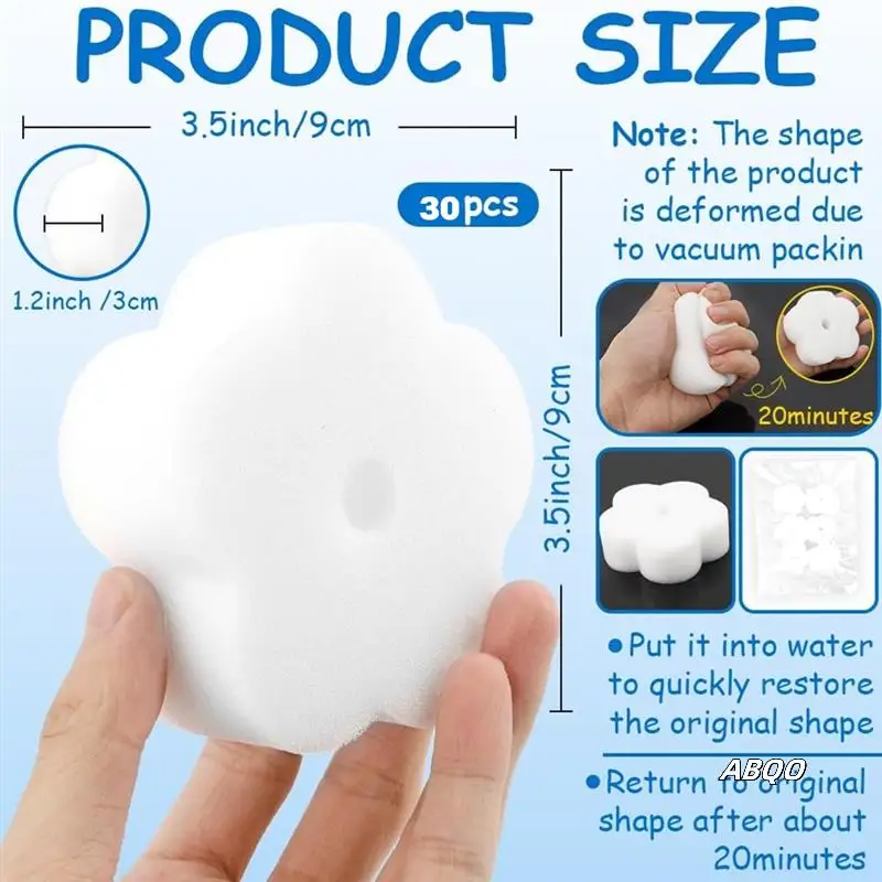 

30Pcs White Flower Type Filter Sponge Oil Scum Sponge Filter Swimming Pool Oil Absorbing Flower Type Forpool Tub
