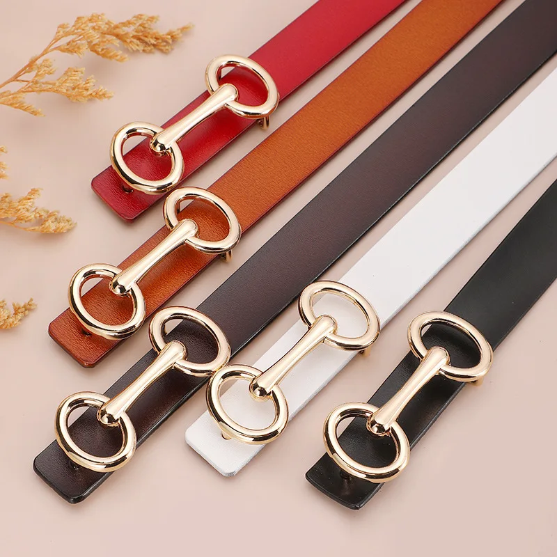 

Free Shipping Women's Belt Decoration Thin Two-layer Cowhide Belt 2.4cm