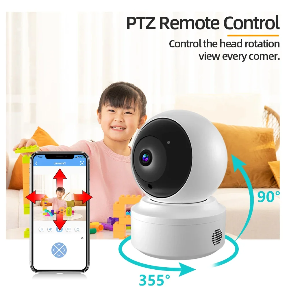 YIIOT Kamera CCTV kamera pemantau nirkabel WiFi 360 ° panorama IP kamera Audio dua arah 1080P HD 5MP WI-FI kamera keamanan rumah dengan