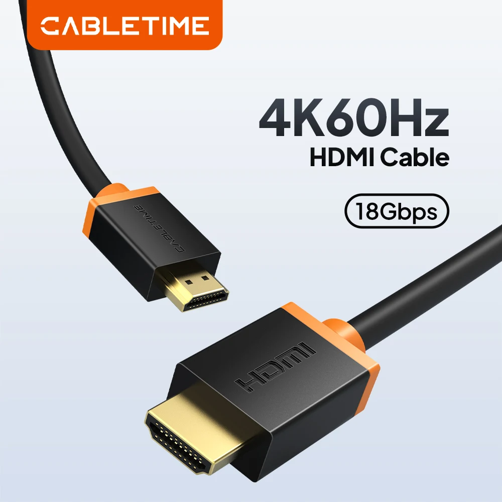 CABLETIME Cabo HDMI para HDMI 4K@60Hz HDMI 2.0 Transmissão de Vídeo HD para Laptop Monitor DELL Lenovo