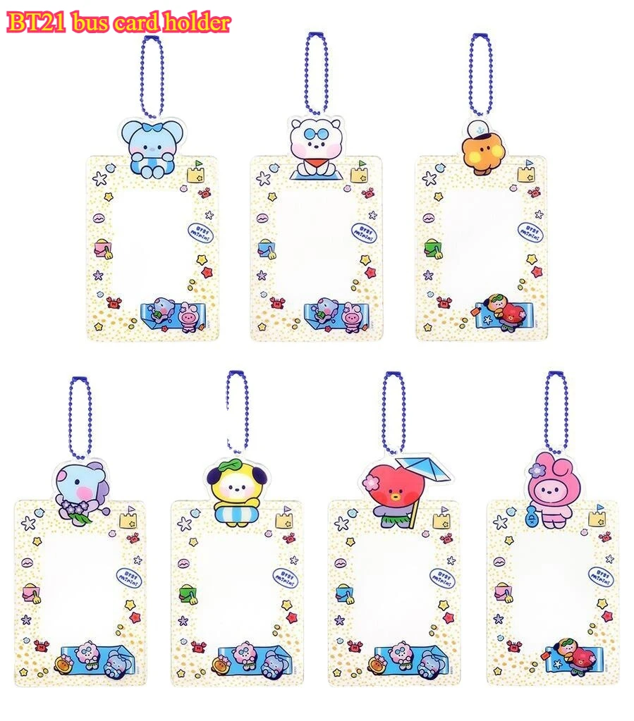 

Cute BT21 summer sky transparent card holder, bus card packaging decoration, portable commuting, exclusive for fans