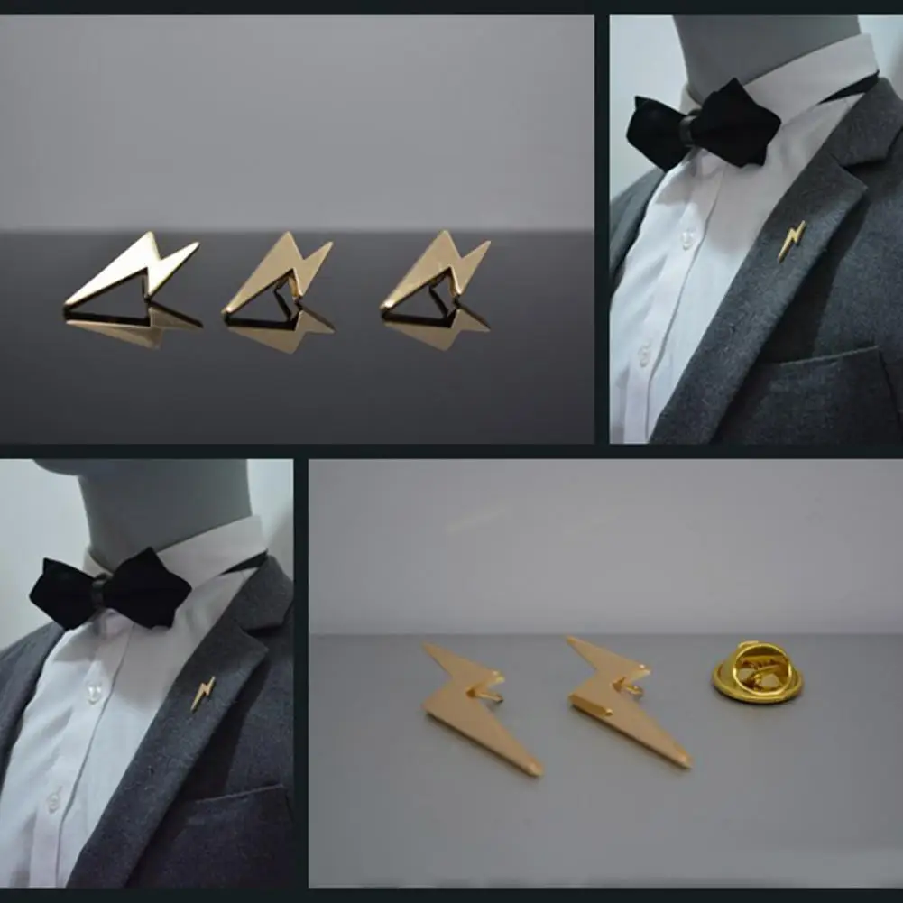 Electroplated Brooch Three-dimensional Geometric Brooch Men's Suit Lapel Pin with Safety Pin Base Electroplated for Formal