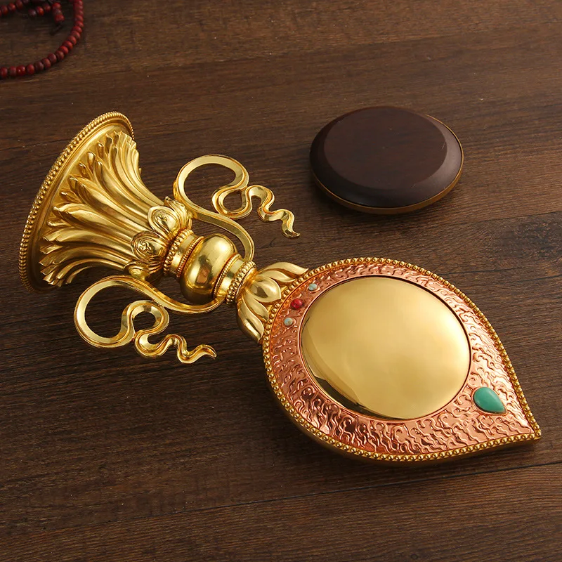 Pure Copper Cundhi Mirror, Kwan-Yin Famen Cundi Bodhisattva Brass Treasure Mirror Buddhist Religious Accessory Item