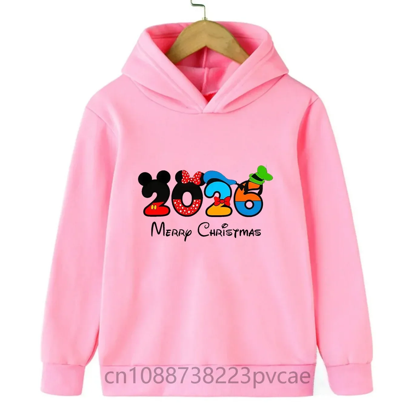 

Disney 2026 Merry Christmas Kids Hoodie Fashion Disneyland Trip Vacation Outfit Cartoon Hoodie Boys Girls Top