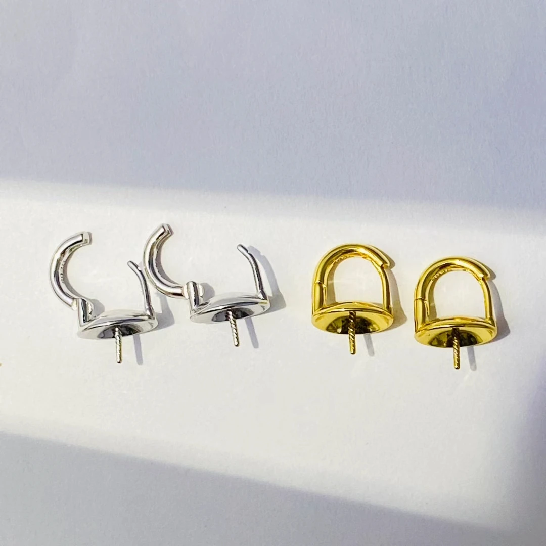 

Оптовая продажа, серьги из стерлингового серебра S925, фурнитура для крепления, базовые монтажные детали, аксессуар для жемчуга 11-12 мм, 5 пар/лот