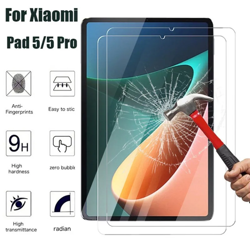 2PCS Tablet Glass Screen Protector Case for Xiaomi Mi Pad 5 Pro Global Cover for Xiomi Xaomi Mipad 5 Xiao Mi 5Pro Sleeve