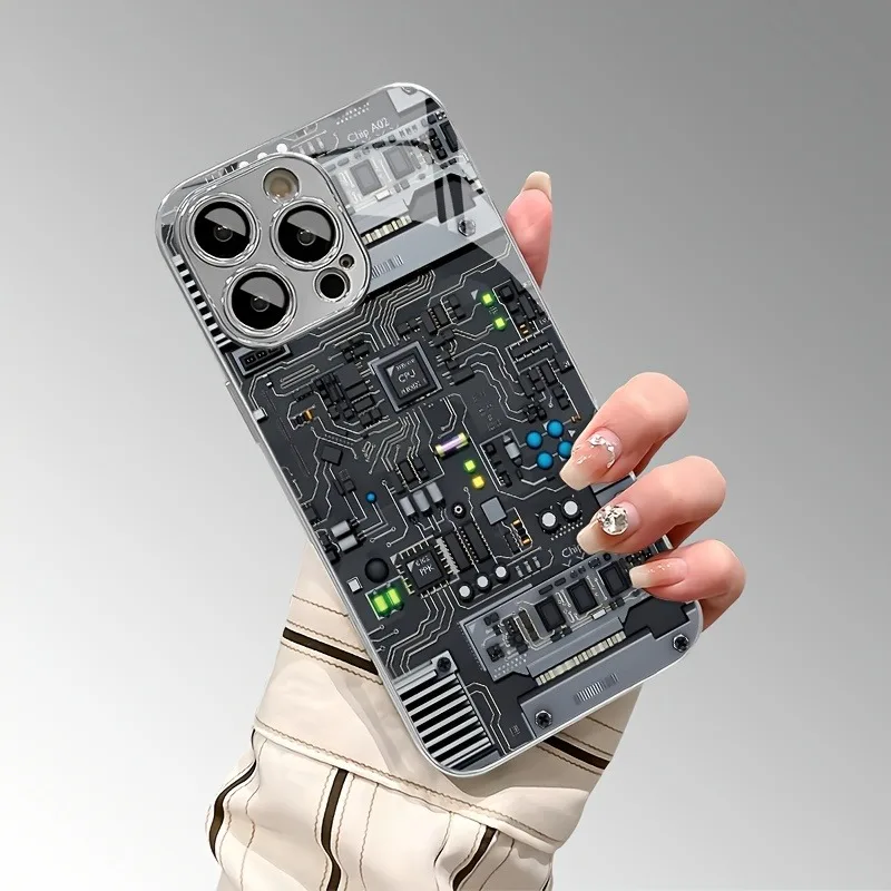 

Creative Circuit Board Glass Phone Case for Samsung Galaxy A07 A16 A55 A56 A35 A34 A54 A24 A14 A25 A05S A05 A13 A73 A53 A33 4G5G