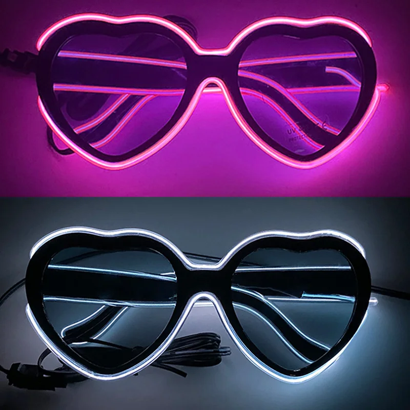 

Лидер продаж, светящиеся солнцезащитные очки в форме сердца, светящиеся очки в форме сердца, очки для DJ-шоу для женщин и девочек, свадебный подарок для гостей
