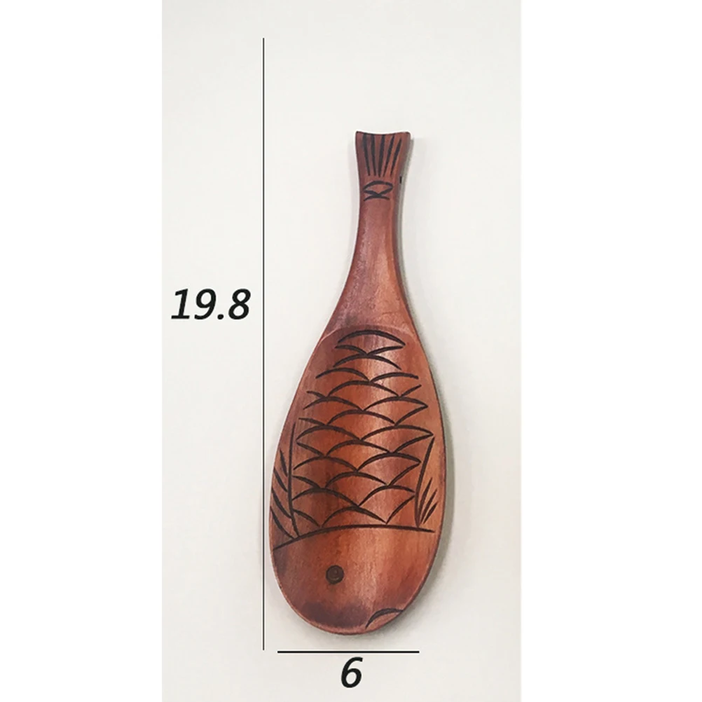 

Wooden Rice Spoon Fish Shape Natural Wood Cooking Spoon Kitchen Accessories Dining Utensil (Old Lacquer)