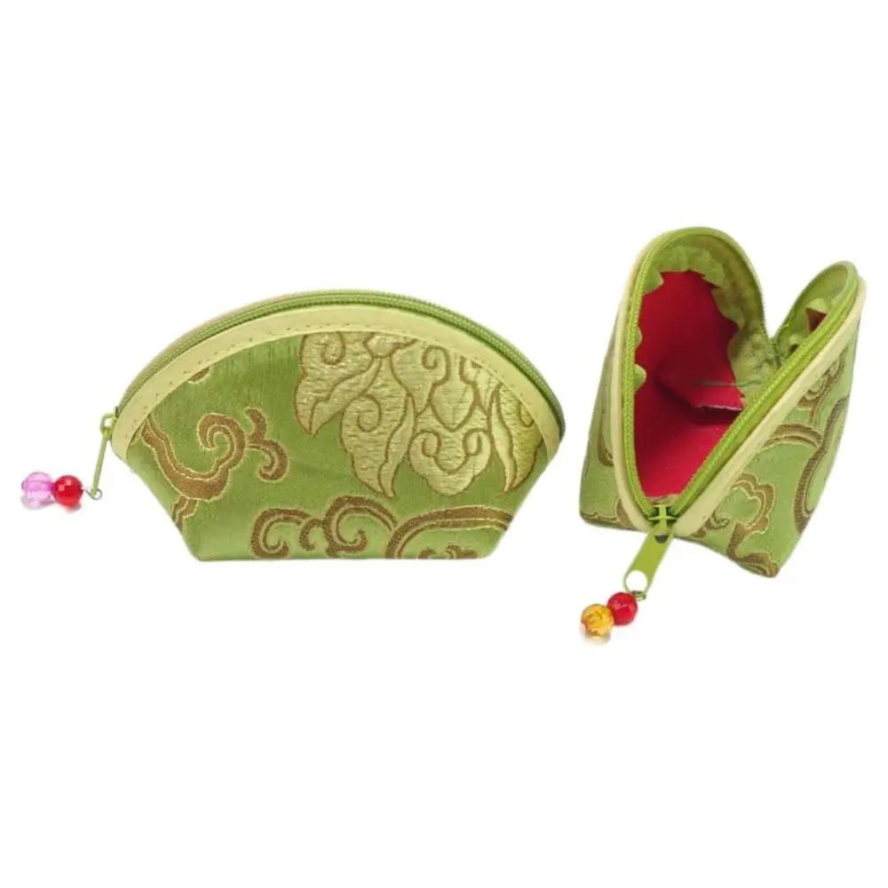 Chinese Style Multi Color Embroidery Auspicious Cloud Flower Cloth Wallet Gift Shell Coin Pouch Jewelry Storage Bag