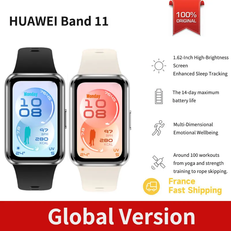 Montre connectée Huawei Band 11 1,62 pouces AMOLED 5ATM Fréquence cardiaque SpO₂ Bluetooth 6.0 Android et iOS