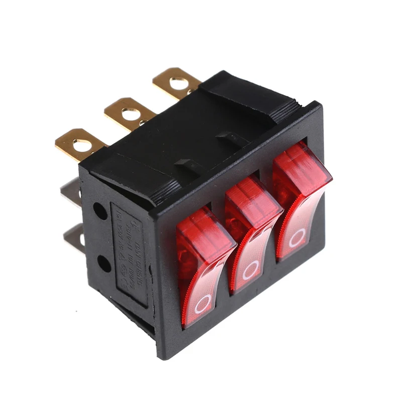 KCD3 34*40 Big Rocker Switches With Red Light Three-Way Switch 9 Pin 2 Position