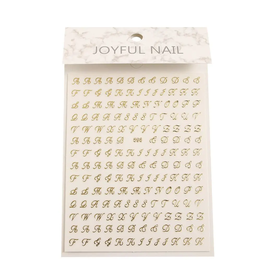 Strumenti per manicure con caratteri dell'alfabeto Vecchi numeri di caratteri Decorazione per unghie fai da te Decalcomania per unghie 3D Lettera inglese Adesivo per nail art Lamine per unghie