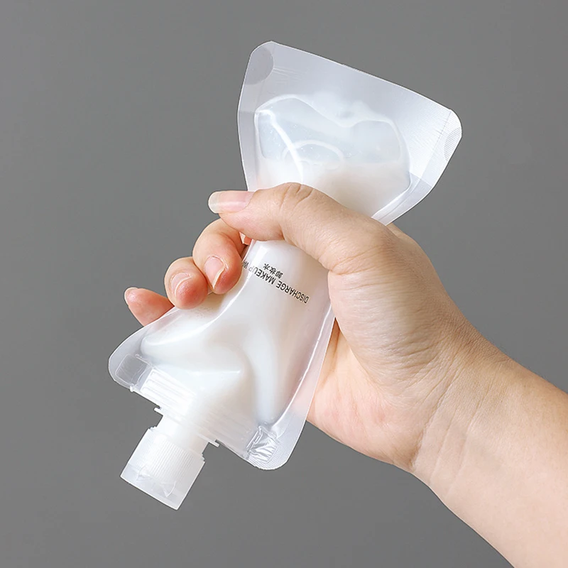 1pcs Transparent Refillable Flip Cap Packaging Bag Plastic Stand Up Spout Pouch Portable Travel Liquid Dispenser Makeup Pack