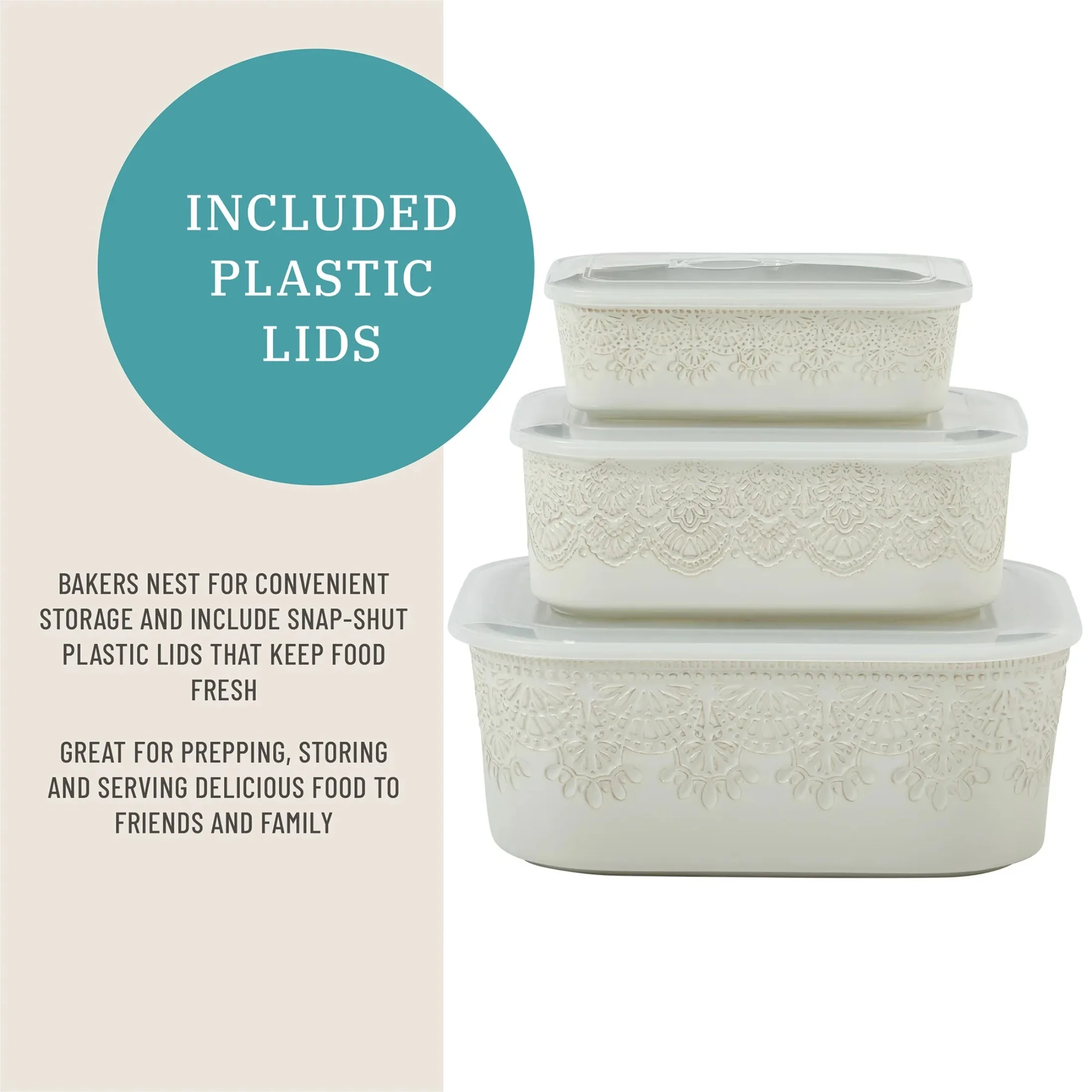 Vintage Lace Nesting Bakeware Set 6