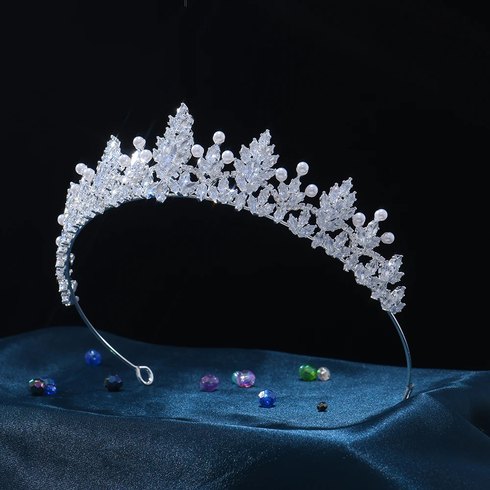 

Princess Bride Crowns For Wedding Headdress Cubic Zirconia Bridal Tiaras Crowns Women Girl Sweet 16 Diadem Party Prom Headpiece