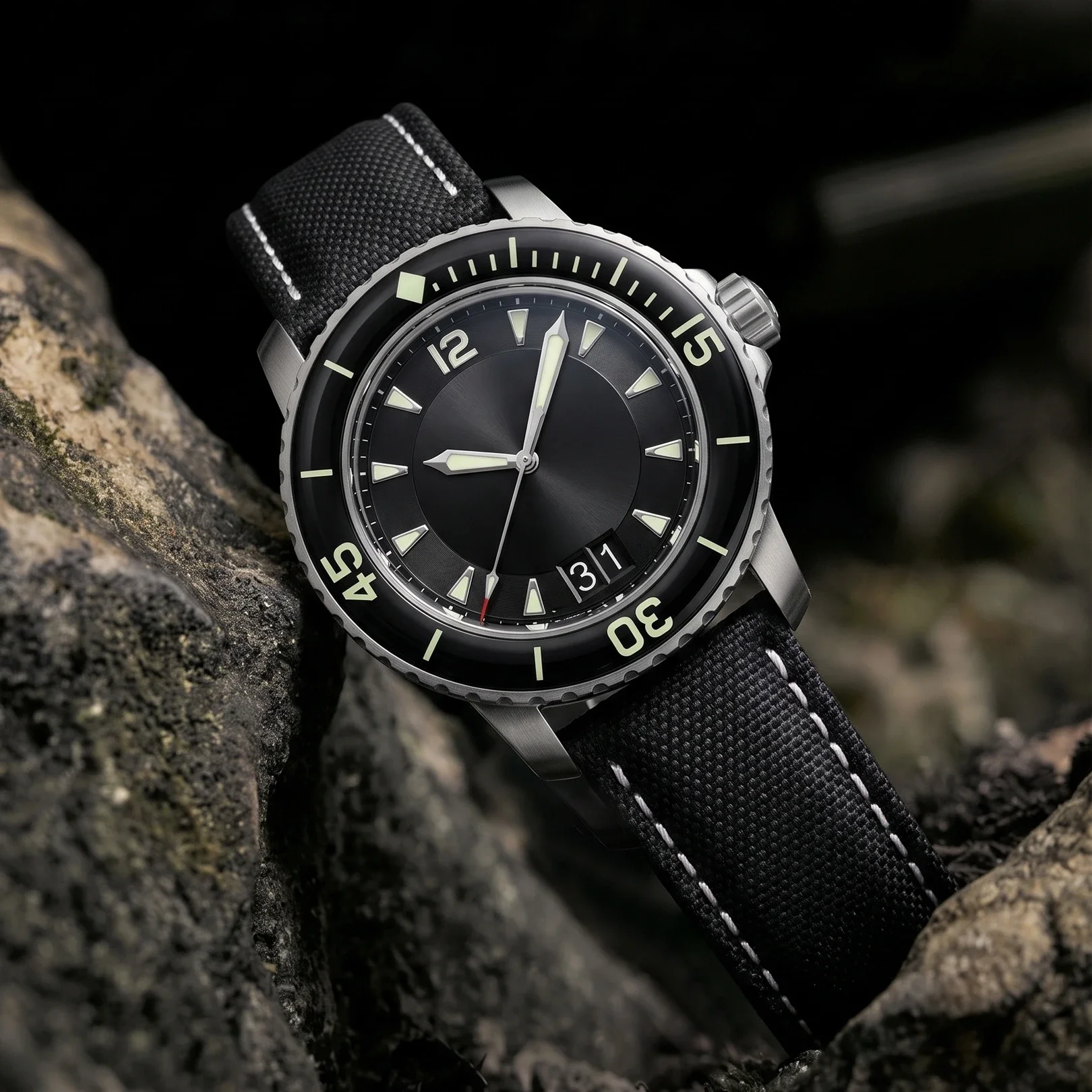 Waterproof PVC Canvas & Leather Watch Band Replacement Strap For Blancpain Fifty Fathoms Diving  22mm 23mm Universal Wristband