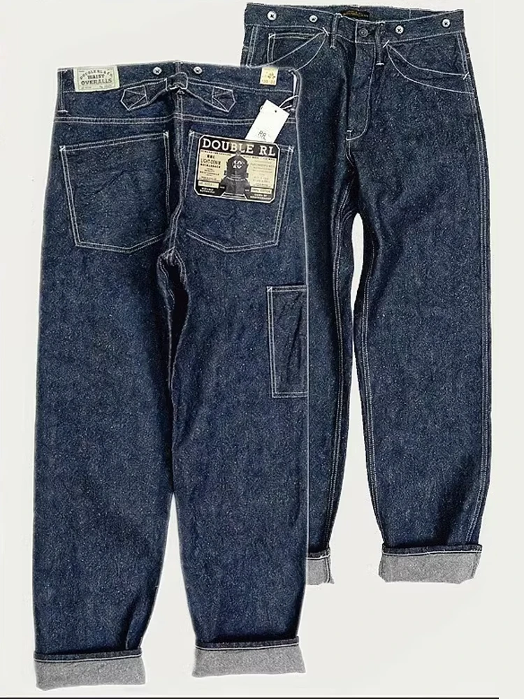 RL japonês tecido ourela jeans 1930s fivela de suspensório grosso HBT floco de neve jeans de trabalho