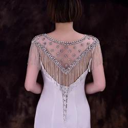 SG33 Wedding Wraps Luxury Bolero Woman Party Rhinestones Wedding Shoulder Cover Rhinestone Tassel Wedding Accessorie for Bride