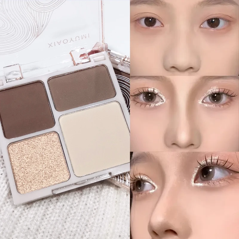 4-in-1 highlight & contour palette,portable matte brightening & flashing,highlighting eyeshadow & nose shadows,music festival